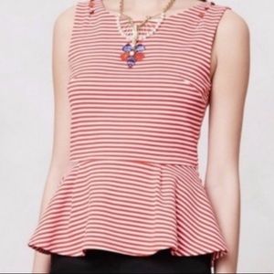 Anthropologie candy cane or nautical peplum stripe top XS